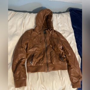 Faux Brown Leather Jacket | Size L